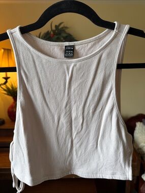 SHEIN Cream Ribbed Cropped Tank